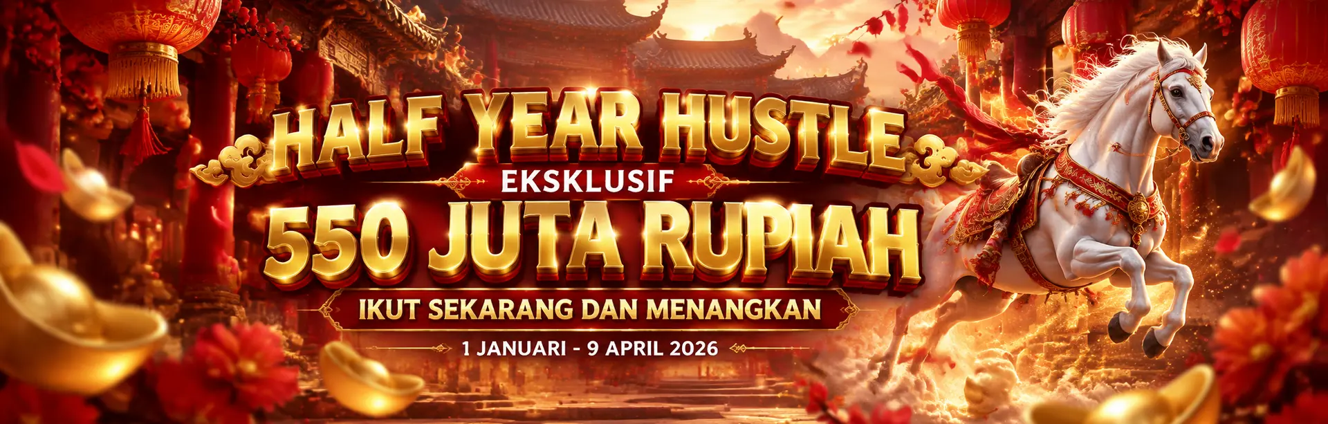 Banner promo turnamen OTW777 — Half Year Hustle, 550 juta rupiah